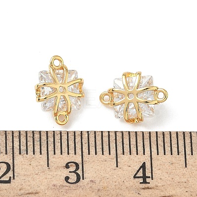 Brass Pave Clear Cubic Zirconia Connector Charms KK-Z136-37G-1