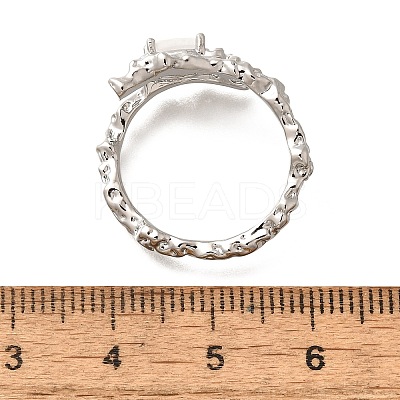 Oval Brass Cat Eye Cuff Rings for Women RJEW-U042-01P-01-1