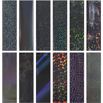 12 Rolls 2 Styles PET Aurora Nail Foils Floral Transfer Paper STIC-SP0001-08-1