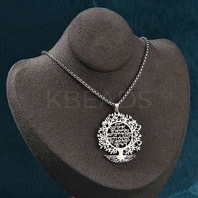 201 Stainless Steel Hollow Tree of Life Pendant Box Chain Necklaces LS-NJEW-M086-04P-1