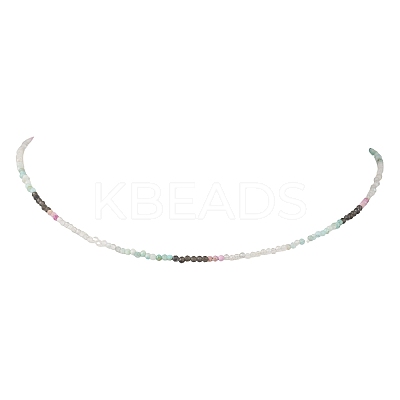 2MM Natural & Synthetic Mixed Gemstone Gradient Color Faceted Round Beaded Necklaces for Women NJEW-JN05865-02-1