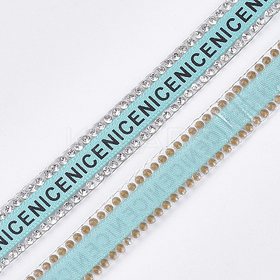 Satin Ribbon and Two Rows Rhinestone(Hot Melt Adhesive On The Back) OCOR-S114-01C-1
