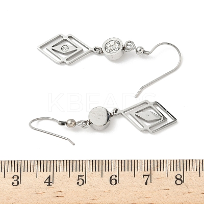 304 Stainless Steel Rhombus Dangle Earrings EJEW-Z129-12G-01-1