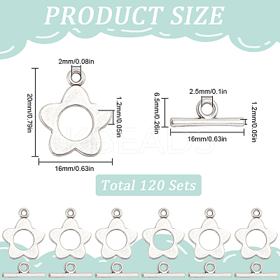 120Pcs Flower Tibetan Style Alloy Toggle Clasps FIND-SP0001-59-1