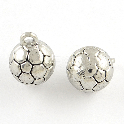 Sports Theme Tibetan Style FootBall/Soccer Ball Alloy Charms TIBEP-Q054-24AS-RS-1