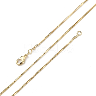1mm Rack Plating Brass Curb Chain Necklaces for Women Men MAK-L044-26G-1
