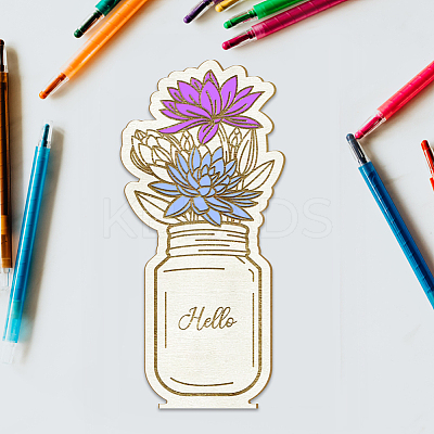 Mother's Day Wood Flower Bouquet Greeting Card AJEW-WH0441-007-1