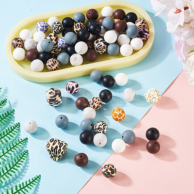 80Pcs Food Grade Eco-Friendly Silicone Focal Beads SIL-TA0002-66-1