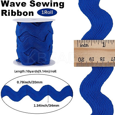 10 Yards Polyester Wavy Fringe Trim Ribbon OCOR-GF0004-25B-1