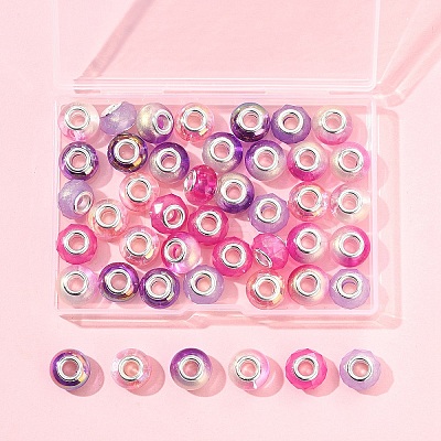 44Pcs 7 Styles UV Plating Resin European Beads RESI-FS0002-03-1