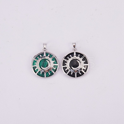 4Pcs 2 Colors Synthetic Malachite & Goldstone Pendants G-SZ0001-47-1