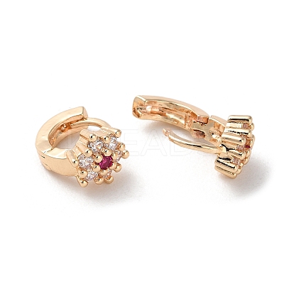 Rack Plating Brass Micro Pave Cubic Zirconia Hoop Earrings LS-EJEW-P238-29KCG-1