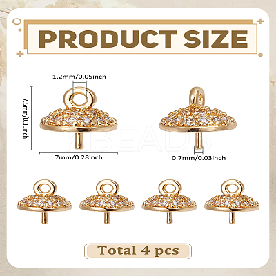 4Pcs Brass Micro Pave Clear Cubic Zirconia Peg Bails KK-LP0004-50-1
