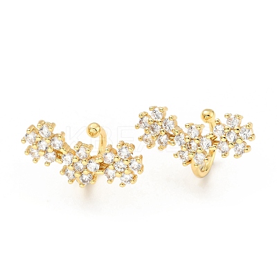 Clear Cubic Zirconia Flower Cuff Earrings EJEW-G295-08G-1