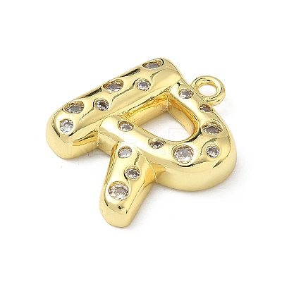 Brass Micro Pave Clear Cubic Zirconia Pendants KK-I476-02G-R-1