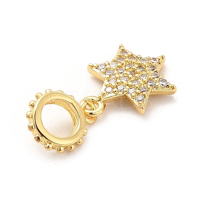 Rack Plating Brass Micro Pave Cubic Zirconia European Dangle Charms KK-K270-11G-1