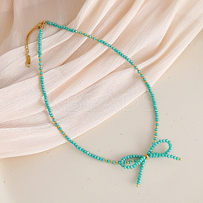 Feaceted Rondelle Glass Beaded Necklaces LK3957-11-1