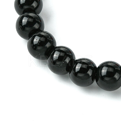 Halloween Theme 8.5mm Synthetic Black Stone Beaded Stretch Bracelets BJEW-JB10882-02-1