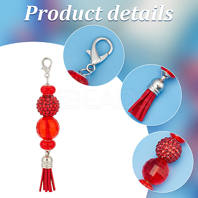 10Pcs Glass & Acrylic & Resin Beaded Pendant Decorations HJEW-AB00222-1