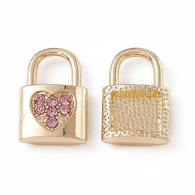 Alloy Light Rose Rhinestone Pendants ALRI-K049-03A-1