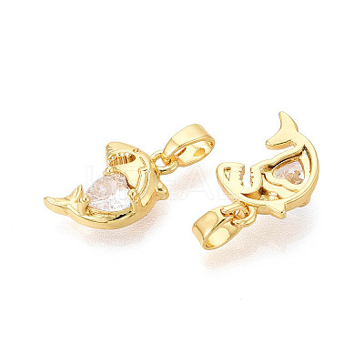 Brass Micro Pave Clear Cubic Zirconia Charms KK-N259-15G-1