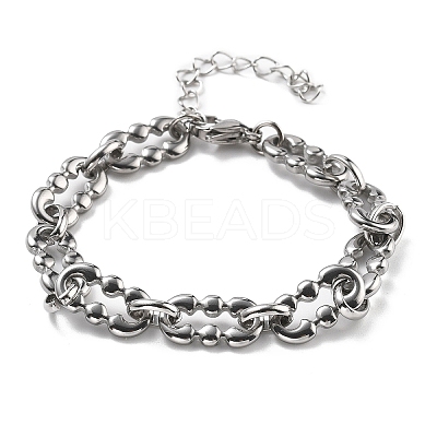 304 Stainless Steel Oval Link Chains Bracelets for Men & Women BJEW-D042-48P-1