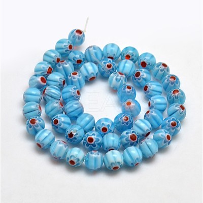 Round Millefiori Glass Beads Strands LK-P002-04-1