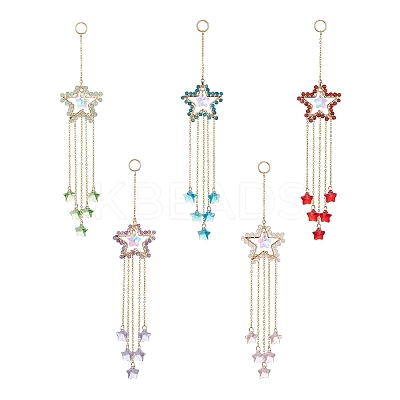 Natural Gemstone Beaded Pendant Decorations HJEW-JM01140-1