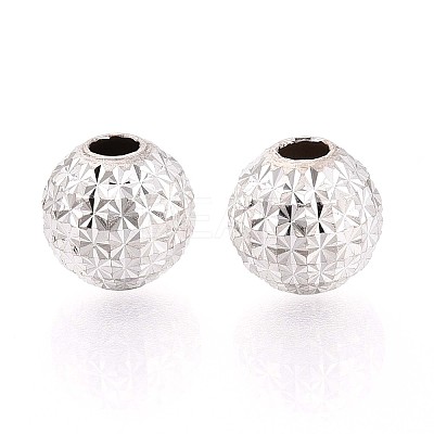 Textured 925 Sterling Silver Beads STER-T008-44S-01-1