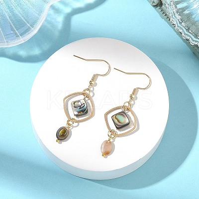 Natural Paua Shell & Stainless Steel Dangle Earrings for Women EJEW-JE07076-02-1