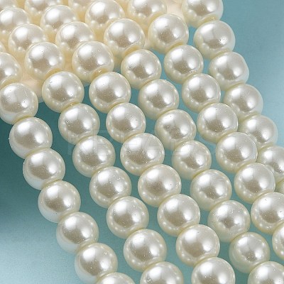 Pearlized Glass Pearl Round Beads Strands X-HY-8D-B02-1