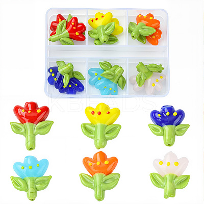 12Pcs 6 Colors Handmade Lampwork Beads LAMP-PA0001-04-1