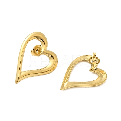 304 Stainless Steel Hollow Heart Stud Earrings for Women EJEW-U020-19G-1