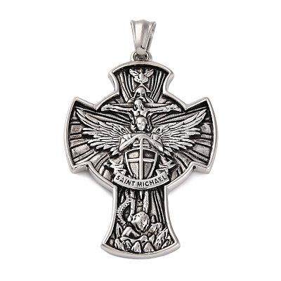 304 Stainless Steel Big Pendants STAS-P372-05AS-1