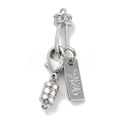 Brass Micro Pave Clear Cubic Zirconia Clasps KK-C051-52P-1