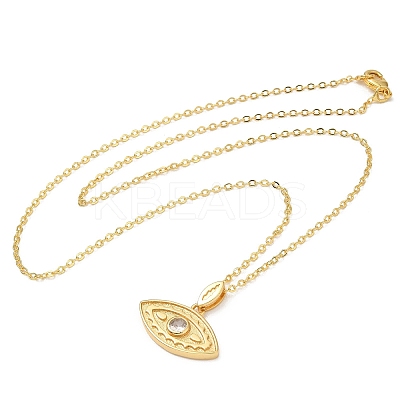 Brass Micro Pave Clear Cubic Zirconia Pendants Necklaces for Women NJEW-B092-02G-1