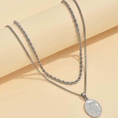 304 Stainless Steel Rope Chain Double Layer Necklaces WG0A8AC-01-1
