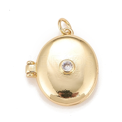 Brass Micro Pave Cubic Zirconia Locket Pendants LS-KK-A161-37G-1