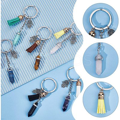 Synthetic & Natural Gemstone Bullet Keychain KEYC-NB0001-43-1