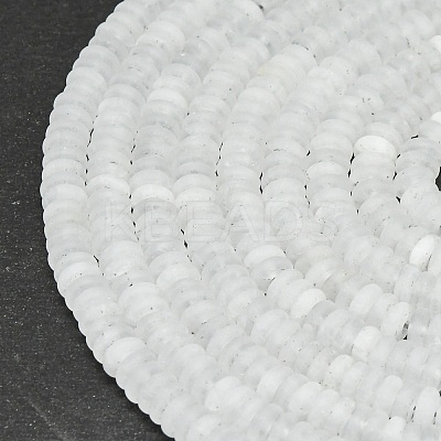 Frosted Natural White Jade Beads Strands G-K389-C26-01-1
