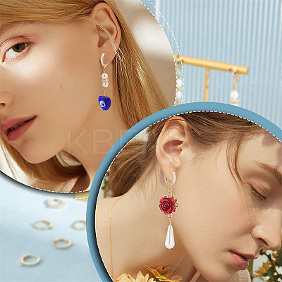 8 Pairs Brass Hoop Earring Findings KK-AR0002-74-1