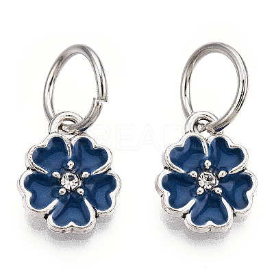Enamel Style Flower Alloy Rhinestone Charms ENAM-S085-02-1