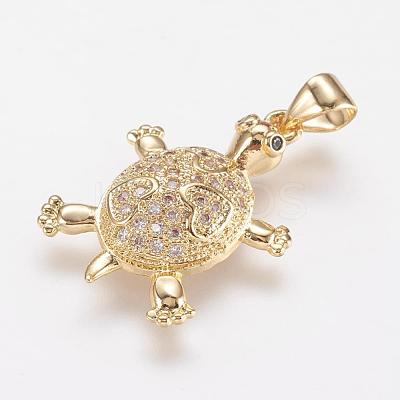 Brass Micro Pave Cubic Zirconia Pendants ZIRC-G104-23G-1