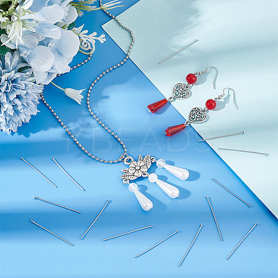 1000Pcs 304 Stainless Steel Flat Head Pins STAS-UN0049-24-1