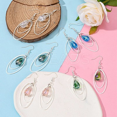 Trendy Glass Teardrop Dangle Earrings EJEW-JE00529-1