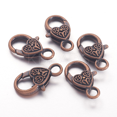 Tibetan Style Heart Lobster Claw Clasps K08Y0061-1