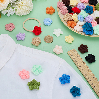 48Pcs 16 Colors Handmade Polyester Knitting Ornament Accessories DIY-FG0008-52-1