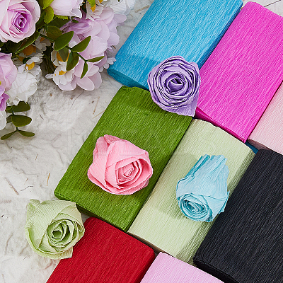 16Pcs 16 Colors DIY Rose Flower Crepe Paper DIY-FH0010-04-1
