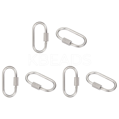 6Pcs 304 Stainless Steel Screw Carabiner Lock Charms STAS-UN0045-32-1