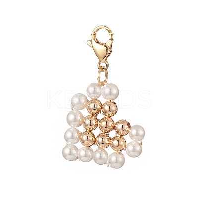 Shell Pearl Heart Pendant Decorations HJEW-JM00924-1